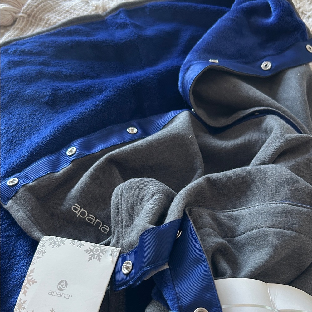 Apana charcoal/royal blue Snap oversize scarf/headwrap